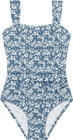 CRISONE Girl Swimsuit One Piece Bathing Suit for Girls Retro Square Neck Adjustable Straps Girls' Swimwear 9-16Y in Saudi Arabia
