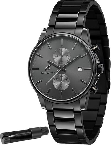 Stylish Stainless Steel Chronograph Watches for Men with a Hefty, Solid-Build Feel — Waterproof Quartz Mens Watches with Auto Date & Second Subdials, Cool Gadgets Stocking Stuffers for Men in Saudi Arabia