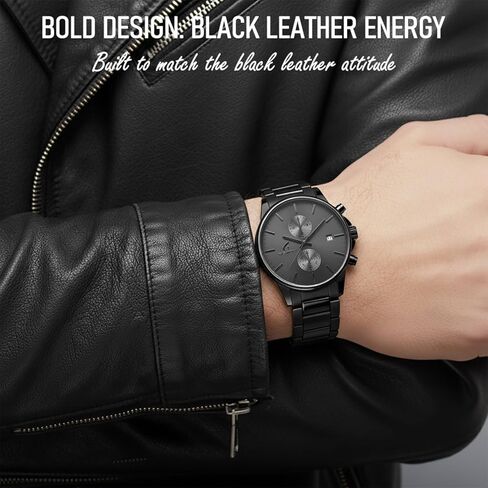 Stylish Stainless Steel Chronograph Watches for Men with a Hefty, Solid-Build Feel — Waterproof Quartz Mens Watches with Auto Date & Second Subdials, Cool Gadgets Stocking Stuffers for Men in Saudi Arabia
