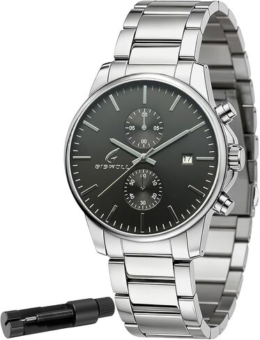 Stylish Stainless Steel Chronograph Watches for Men with a Hefty, Solid-Build Feel — Waterproof Quartz Mens Watches with Auto Date & Second Subdials, Cool Gadgets Stocking Stuffers for Men in Saudi Arabia