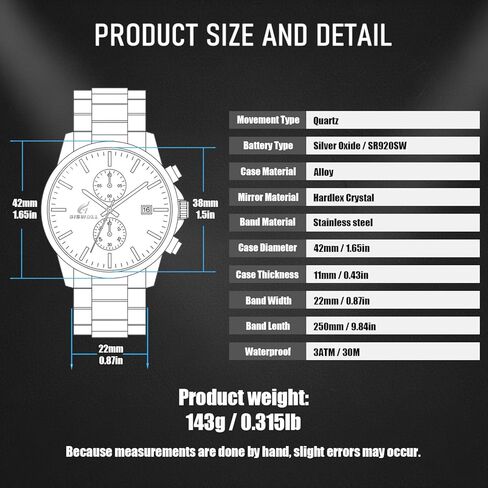 Stylish Stainless Steel Chronograph Watches for Men with a Hefty, Solid-Build Feel — Waterproof Quartz Mens Watches with Auto Date & Second Subdials, Cool Gadgets Stocking Stuffers for Men in Saudi Arabia