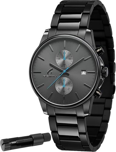 Stylish Stainless Steel Chronograph Watches for Men with a Hefty, Solid-Build Feel — Waterproof Quartz Mens Watches with Auto Date & Second Subdials, Cool Gadgets Stocking Stuffers for Men in Saudi Arabia