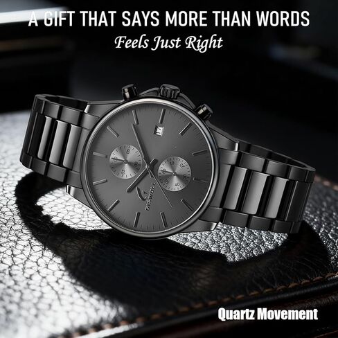 Stylish Stainless Steel Chronograph Watches for Men with a Hefty, Solid-Build Feel — Waterproof Quartz Mens Watches with Auto Date & Second Subdials, Cool Gadgets Stocking Stuffers for Men in Saudi Arabia