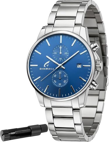 Stylish Stainless Steel Chronograph Watches for Men with a Hefty, Solid-Build Feel — Waterproof Quartz Mens Watches with Auto Date & Second Subdials, Cool Gadgets Stocking Stuffers for Men in Saudi Arabia