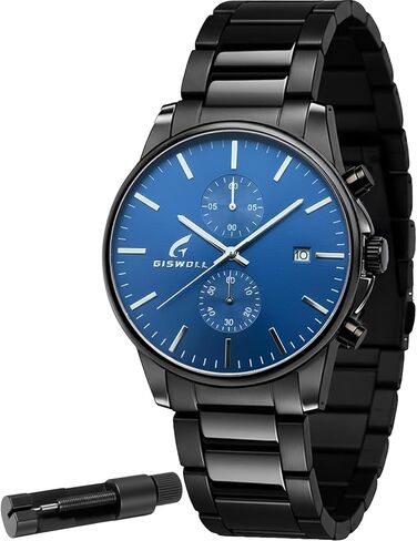 Stylish Stainless Steel Chronograph Watches for Men with a Hefty, Solid-Build Feel — Waterproof Quartz Mens Watches with Auto Date & Second Subdials, Cool Gadgets Stocking Stuffers for Men in Saudi Arabia