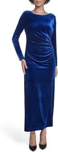 Calvin Klein Womens Long Sleeve Boat Neck Velvet Maxi Dress in Saudi Arabia