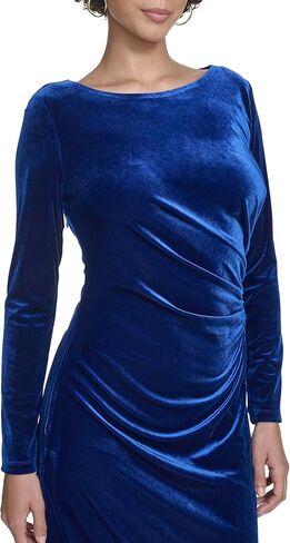 Calvin Klein Womens Long Sleeve Boat Neck Velvet Maxi Dress in Saudi Arabia