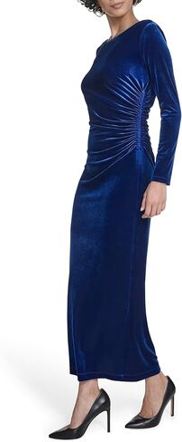 Calvin Klein Womens Long Sleeve Boat Neck Velvet Maxi Dress in Saudi Arabia