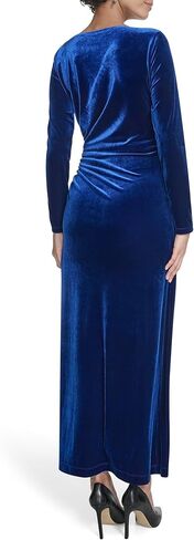 Calvin Klein Womens Long Sleeve Boat Neck Velvet Maxi Dress in Saudi Arabia