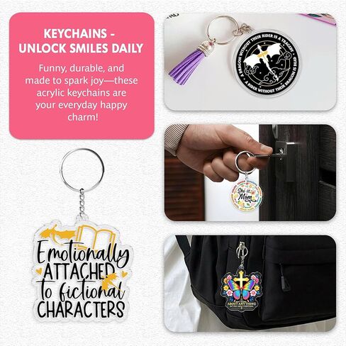 The Audacity Keychains 2 Inches Bookish, Keychain Keys Handbags Backpacks Acrylic Material DIY Accessories in Saudi Arabia