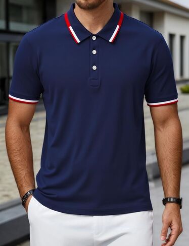 Men's Short Sleeve Polo Shirt Quick Dry Casual T-Shirt Office & Fitness Wear in Saudi Arabia
