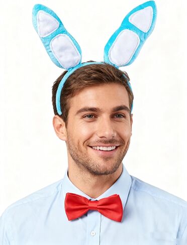 Blue Bunny Ears Headband and Red Bow Tie Set, Costume Accessories, Party Dress Up, Light Blue and Red in Saudi Arabia