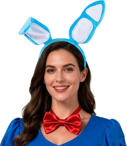 Blue Bunny Ears Headband and Red Bow Tie Set, Costume Accessories, Party Dress Up, Light Blue and Red in Saudi Arabia