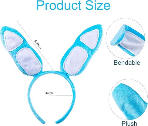 Blue Bunny Ears Headband and Red Bow Tie Set, Costume Accessories, Party Dress Up, Light Blue and Red in Saudi Arabia