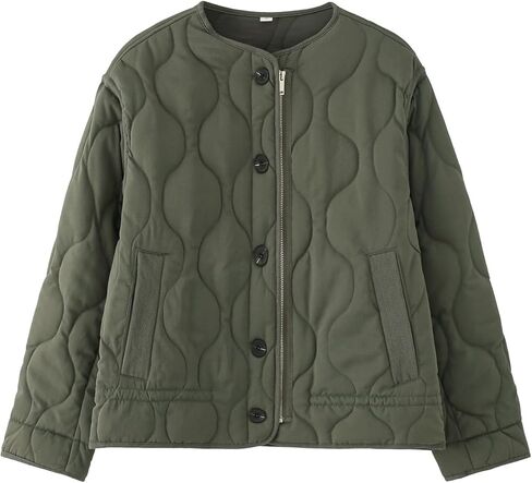 Flygo Women Lightweight Quilted Jackets Oversized Long Sleeve Zip Cropped Puffer Padded Coat Fall Winter Jacket in Saudi Arabia