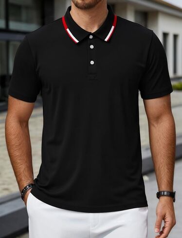 Men's Short Sleeve Polo Shirt Quick Dry Casual T-Shirt Office & Fitness Wear in Saudi Arabia