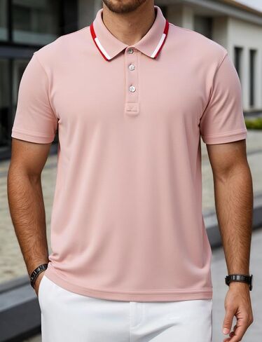 Men's Short Sleeve Polo Shirt Quick Dry Casual T-Shirt Office & Fitness Wear in Saudi Arabia