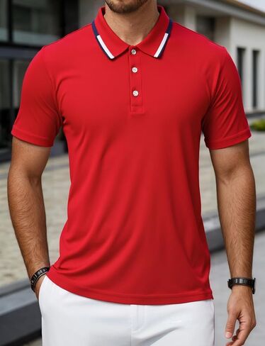 Men's Short Sleeve Polo Shirt Quick Dry Casual T-Shirt Office & Fitness Wear in Saudi Arabia