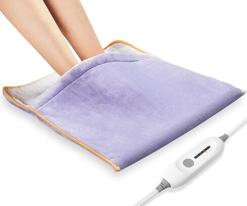 Foot Warmer Electric, Extra Large Heat Therapy Wrap, Ultra Soft Flannel Heating Pad for Feet, Abdomen, Cramp, Office, Under Desk, Home Use, Auto Off, 22" x 20" - Light Purple in Saudi Arabia