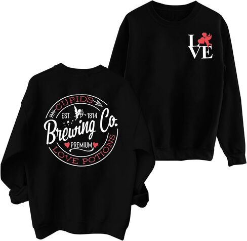 Valentine's Day Sweatshirt Women Love Heart Grahic Shirts Print Long Sleeve Pullover Casual Lover Gift Tops in Kuwait