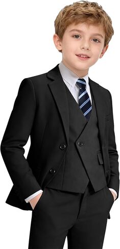 بدلة زفاف للأولاد مكونة من 5 قطع بقصة ضيقة للأطفال، بذلة رسمية مزدوجة الصدر للأطفال في سن المراهقة، زي حامل الخاتم in Kuwait