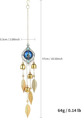 7 Chakra Meditation Pendant - Metal Leaves and Bell Sound Crisp and Pleasant, Suitable for Home Decoration in Yoga Spaces and Garden Scenes, and is The Preferred Gift for Meditators (Meditation Bell) in Saudi Arabia