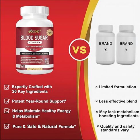 مكمل مركب سكر الدم - يدعم مستويات السكر في الدم الصحية بالفعل ضمن النطاق الطبيعي، كل شيء طبيعي مع القرفة، البطيخ المر، الكروم، الثوم، الكركديه، أوراق الزيتون، التوت، غير معدل وراثيًا - 120 كبسولة in Kuwait