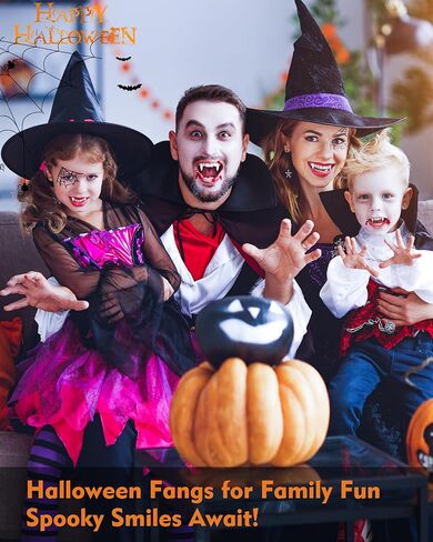 Halloween Vampire Teeth Kids Adult: 6 Pairs Realistic Vampire Fangs for Cosplay Vampire Costume Makeup Accessories Women Men Fake Fangs, Werewolf Teeth Fangs with Adhesive for Halloween Party Favors in Kuwait