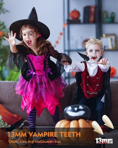 Halloween Vampire Teeth Kids Adult: 6 Pairs Realistic Vampire Fangs for Cosplay Vampire Costume Makeup Accessories Women Men Fake Fangs, Werewolf Teeth Fangs with Adhesive for Halloween Party Favors in Kuwait
