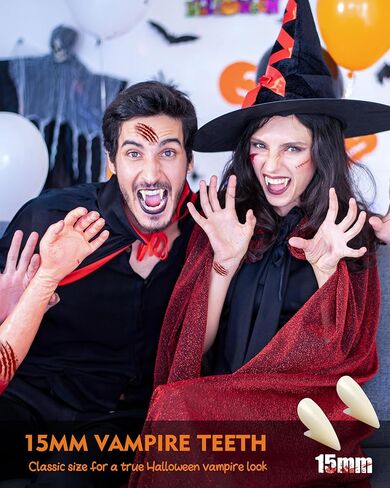 Halloween Vampire Teeth Kids Adult: 6 Pairs Realistic Vampire Fangs for Cosplay Vampire Costume Makeup Accessories Women Men Fake Fangs, Werewolf Teeth Fangs with Adhesive for Halloween Party Favors in Kuwait