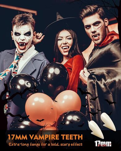 Halloween Vampire Teeth Kids Adult: 6 Pairs Realistic Vampire Fangs for Cosplay Vampire Costume Makeup Accessories Women Men Fake Fangs, Werewolf Teeth Fangs with Adhesive for Halloween Party Favors in Kuwait
