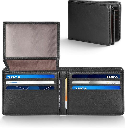 GNDR محفظة للرجال Bifold أسود RFID حجب سليم فو الجلود محافظ حامل بطاقة الجيب الأمامي الحد الأدنى الرجال الملحقات مع صندوق هدية in Kuwait