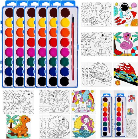 198 قطعة من مجموعات الطلاء المفضلة للحفلات للأطفال، لوحة قماشية صغيرة مرسومة مسبقًا ومجموعة حامل خشبي، كتب تلوين بألوان مائية وبطاقات هدايا وسلسلة مفاتيح للأطفال الطلاب ومستلزمات حفلات الفصول الدراسية الفنية in Kuwait