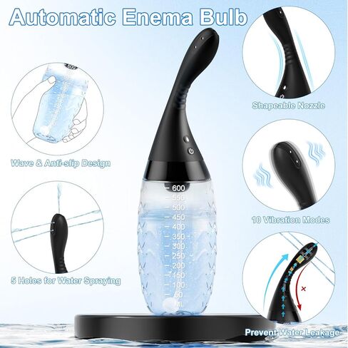Automatic Anal Douche Enema Kit - 20oz Electric Enema Bulb with 3 Speeds & 10 Vibration for Colon Cleanse, Anti Backflow Anal Cleaner Enema Douche for Men Women with Remote Control & Bendable Nozzle in Saudi Arabia