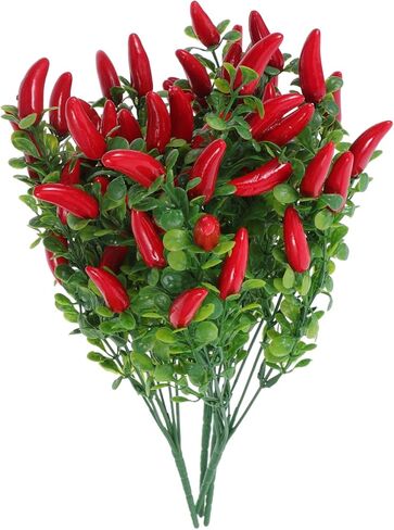 4 Pack Lifelike Artificial Red Chili Pepper Bouquet - Fake Chili Stems for Home & Kitchen Decor, Vase Filling & Photo Props in Saudi Arabia