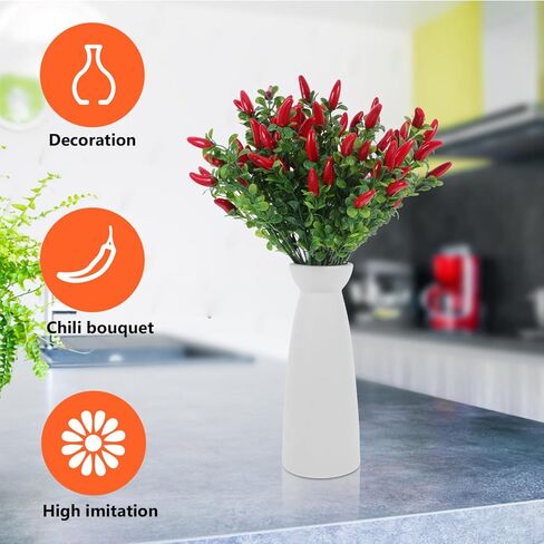 4 Pack Lifelike Artificial Red Chili Pepper Bouquet - Fake Chili Stems for Home & Kitchen Decor, Vase Filling & Photo Props in Saudi Arabia