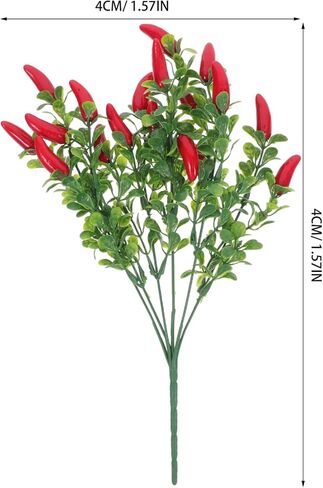 4 Pack Lifelike Artificial Red Chili Pepper Bouquet - Fake Chili Stems for Home & Kitchen Decor, Vase Filling & Photo Props in Saudi Arabia