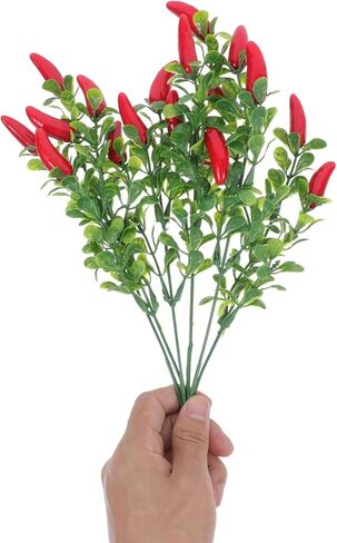 4 Pack Lifelike Artificial Red Chili Pepper Bouquet - Fake Chili Stems for Home & Kitchen Decor, Vase Filling & Photo Props in Saudi Arabia