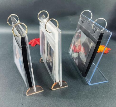 2 Sets Desktop Small Photo Album,Flip Mini Photo Book Stand Acrylic Picture Frame 34 Pages Holds 68 Pictures,Plastic Picture Album Binder, Refillable sleeves (Clear, 4x6) in Saudi Arabia