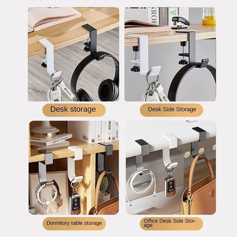 Multi-Functional for Student Office Backpack Storage Punch-Free Handbag Rack Bag Hook Desk Edge Hook Purse Holder Table Side Hook(Grey) in Saudi Arabia