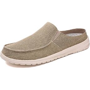 Mens Backless Slippers Canvas Mule Sneakers Breathable Slip on Driving Shoes in Saudi Arabia