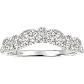 Moissanite Vintage Wedding Bands for Women Curved Ring Enhancer for Engagement Rings D Color VVS1 925 Sterling Silver in Saudi Arabia