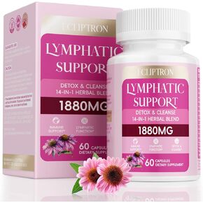 مكمل التصريف اللمفاوي 1880 مجم، مكمل دعم الجهاز اللمفاوي مع الإشنسا، الهندباء، الكركم، الأرقطيون، البلسان والآذريون، تنظيف السموم اللمفاوية ودعم المناعة، 60 كبسولة in Kuwait