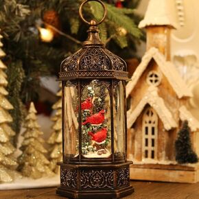 Cardinal Christmas Snow Globes Lighted Musical Snowglobes Lantern with Glittering USB/Battery Operated Christmas Home Decorations Red Cardinal Gifts - House Shape in Kuwait