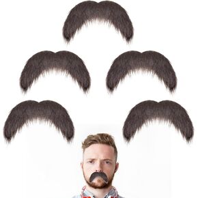 5Pcs Fake Mustaches Self Adhesive Brown Realistic Stick On Mustache Novelty Fake Beard Moustache Costume or Adults Party Christmas Favor Cosplay Supplies in Saudi Arabia