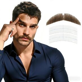 Goatee Fake Mustache, Human Hair Mustache Goatee, Invisible Lace Hand-Tied Fake Beard for Men, Realistic Facial Hair for Cosplay, Theater, Costume, and Daily Use (Black) in Saudi Arabia