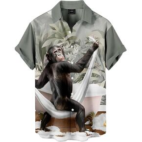 Men's Funny Hawaiian Western Ocean Animal Ukiyoe Faith Theme Summer Beach Vacation Short Sleeve Shirt in Saudi Arabia