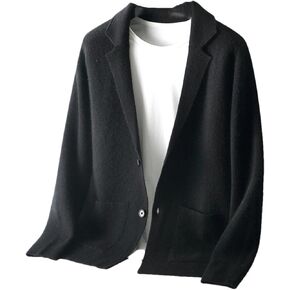 Men's Merino Wool Shawl Collar Cashmere Cardigan Winter Thickened Solid Jacket Sweater in Saudi Arabia
