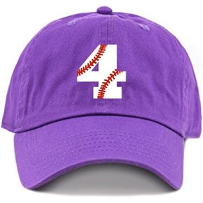 Toddler Baseball Cap Boy or Girl 4th Birthday Kids Hat Baseball 4 Sports Hat Four Bday Tee Ball Purple in Saudi Arabia