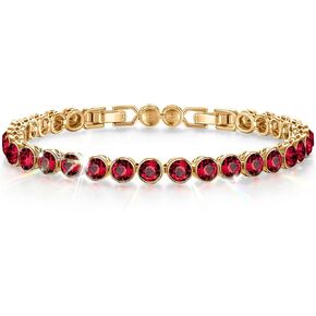 Birthstone Tennis Bracelet for Women – 14K Gold Plated Adjustable 6-7.5 Inch with Genuine Swarovski® Crystals, Hypoallergenic Handmade Jewelry Gift for Birthday, Wedding, Anniversary and Christmas in Saudi Arabia